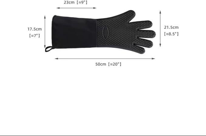 A Pair of Extra Long Non Slip Silicone Oven Mitts/Gloves, Heat Resistance,for Kitchen/BBQ, Black.19 inch
