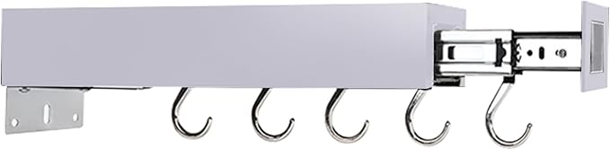Pull Out Pot Racks, Pot and Pan Organizer with Hooks, Kitchen Pots and Pans Rack Pot Hanging Holder Under Cabinet, Aluminum Alloy Sliding Under Storage (Gray, 5 Hooks)