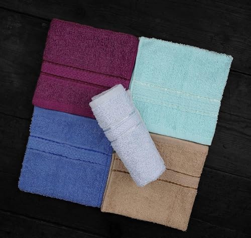 100% Cotton Washcloths 60 Pack|450 GSM|Soft Face & Body Washcloths|Highly Absorbent|Fingertip Towel|12x12 Inches|Multi
