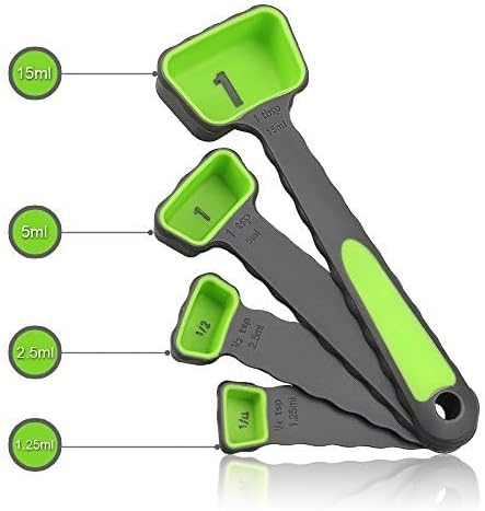Measuring Cup and Spoon Set, Collapsible Measuring Cup, 8 Piece Measuring Tools and 1 Funnel, Engraved Metric/US Markings, for Liquid and Dry Measurements, Space Saving, BPA Free Silicone, Colorful