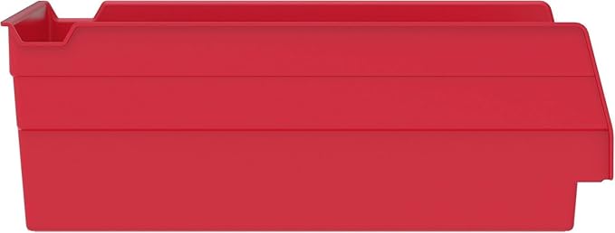 Akro-Mils 30150 Plastic Shelf Bins, Heavy Duty Storage Bins for Garage, Closet, and Drawer Organization, 12" x 8" x 4", Red, 12-Pack