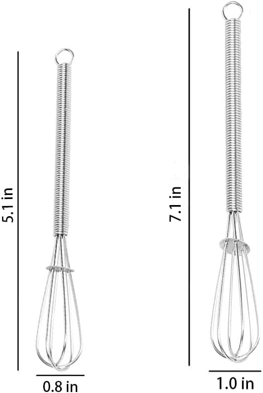 Stainless Steel Mini Whisk Set of 2, Small Wire Hand Whisks, Kitchen Cookware for Cooking, Whisking, Blending, Beating, 5/7/8/10 inch
