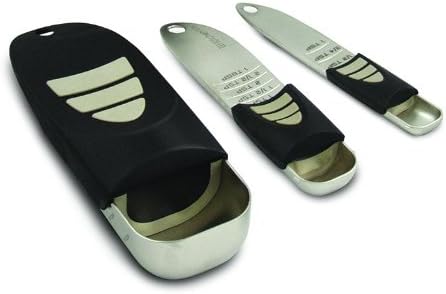 KitchenArt Cook’s Pro Adjust-A-Measure Set, 3-Piece, Satin,Black and Silver