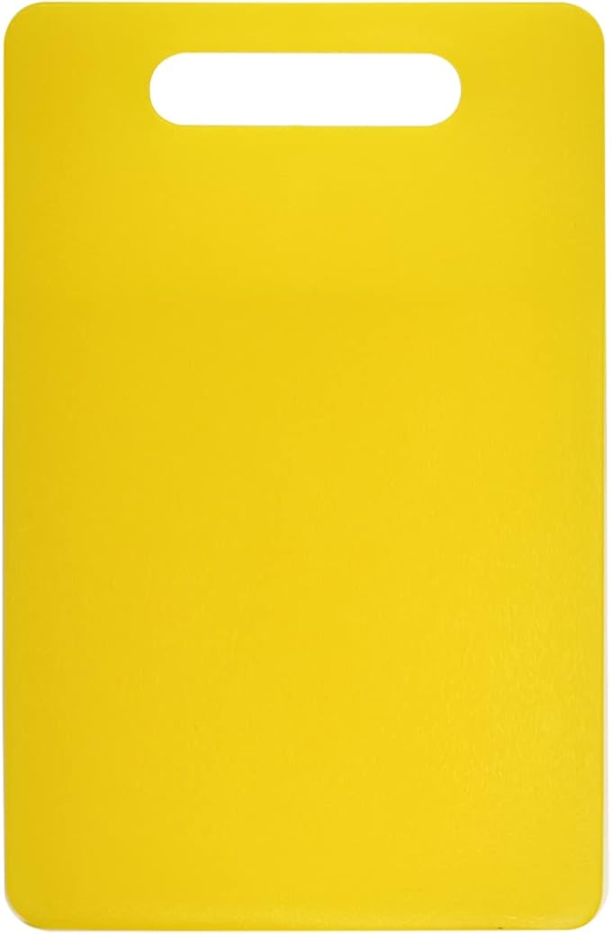 Fotouzy Plastic Utility Cutting Board with Handles, Food Safe PP Material, BPA Free, Dishwasher Safe, Thick Chopping Board, Large Size, Easy Grip Handle, for Kitchen (Yellow),14.2 x 9"