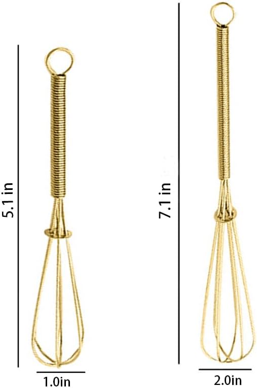 Stainless Steel Mini Whisk Set of 2, Small Wire Hand Whisks, Kitchen Cookware for Cooking, Whisking, Blending, Beating, 5/7/8/10 inch