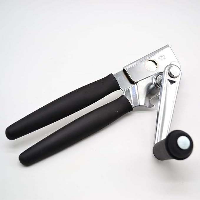 2 Pack Commercial Grade Heavy Duty Manual Can Opener with Easy Crank Folding Handle, Super Thick 20GA 2.0mm Steel with Chrome Plate Finish, Fit All Size Large Cans