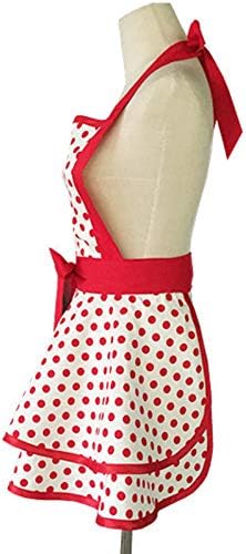 Hyzrz Lovely Handmade Cotton Retro Aprons for Women Girls Cake Kitchen Cook Apron for Mother's Gift (Red Dot)