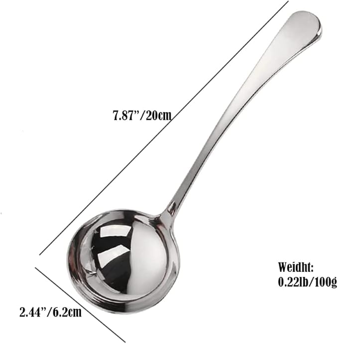 7.9-Inch Silver Small Ladle,Pack of 2,Premium 18/10 Stainless Steel,Ideal for Serving Gravy,Sauce,Soup