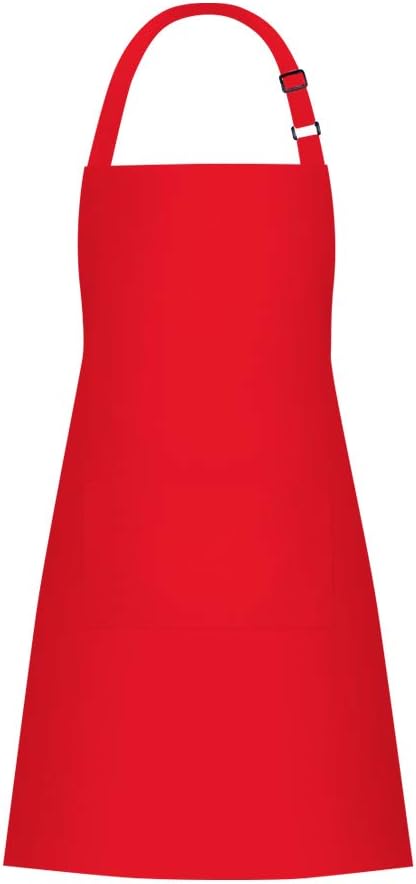 Jubatus 1 Pack Bib Aprons with 2 Pockets Cooking Chef Kitchen Apron for Women Men, Red