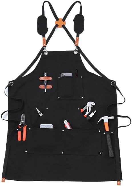 Chef Apron-Cross Back Apron for Men Women with Adjustable Straps and Large Pockets,Canvas