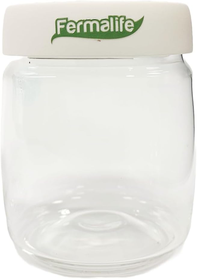 FERMALIFE - Food Storage Jar Containers, Borosilicate Glass Vacuum Seal Lids, Airtight Food Pantry Seal, Flour, Cereal, Pasta, Grains, Oats Canister | Size: 13.5oz, 27oz, 41oz (27oz - WHITE)