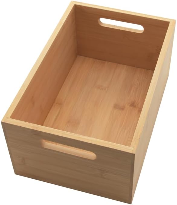 YBM HOME Bamboo Storage Boxes with Handle, Organization Storage for Kitchen, Living Room, Bathroom, Office, Large