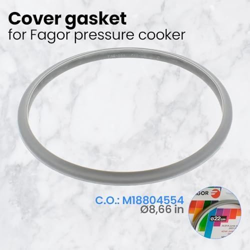 Anakel Home Fagor Pressure Cooker Rubber Replacement M18804554 Compatible with Fagor Pressure Cooker with Interior Diameter of 8.66in | Silicone, Ø8.66in, Gray
