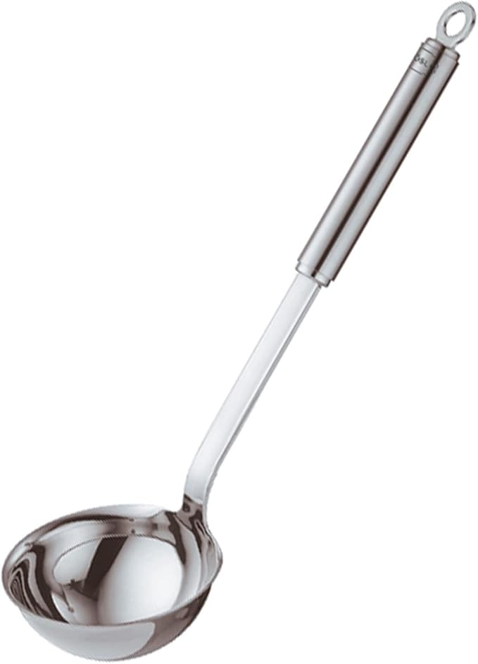 Rösle Stainless Steel Round Handle Ladle with Pouring Rim, 5.4-Ounce