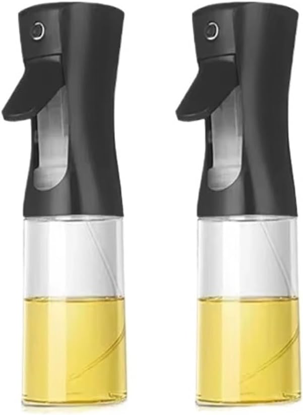 Oil Spray for Cooking Oil Dispenser Bottle Sprayer Mist Reusable Oil Vinegar Spray Bottle for Kitchen Use(2pcs-200ml-black)