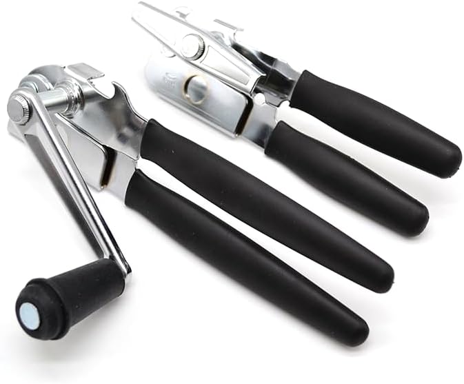 2 Pack Commercial Grade Heavy Duty Manual Can Opener with Easy Crank Folding Handle, Super Thick 20GA 2.0mm Steel with Chrome Plate Finish, Fit All Size Large Cans