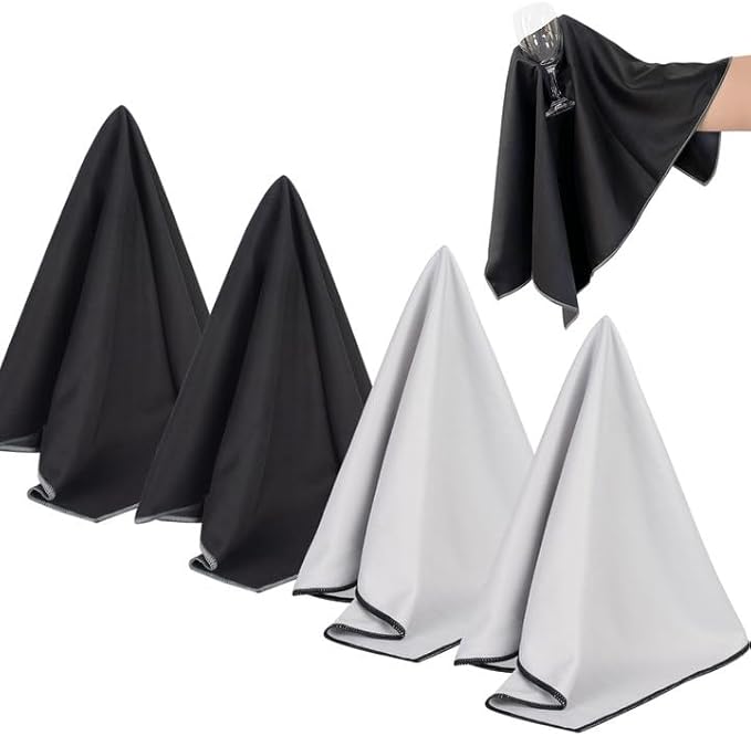 SINLAND Microfiber Glass Polishing Cloths Large Size Thick Lintless Drying Towels for Wine Glasses Stemware Dishes Stainless Appliances 20 Inch X 25 Inch Pack of 4