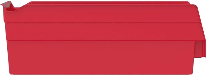 Akro-Mils 30120 Plastic Shelf Bins, Heavy Duty Storage Bins for Garage, Closet, and Drawer Organization, 12" x 4" x 4", Red, 24-Pack