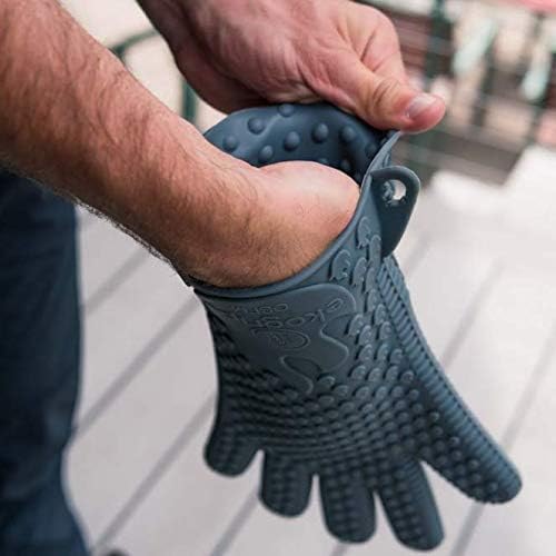 Jolly Green Products Ekogrips Premium Heat-Resistant BBQ Gloves for Cooking, Meat Handling, Kitchen, Campfire, and Dishwashing (Grey, L/XL)