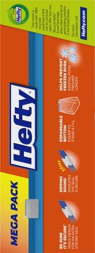 Hefty Slider Freezer Kitchen Storage Bags, Quart Size, 74 Count (Pack of 4)