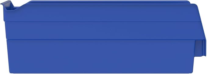 Akro-Mils 30120 Plastic Shelf Bins, Heavy Duty Storage Bins for Garage, Closet, and Drawer Organization, 12" x 4" x 4", Blue, 24-Pack