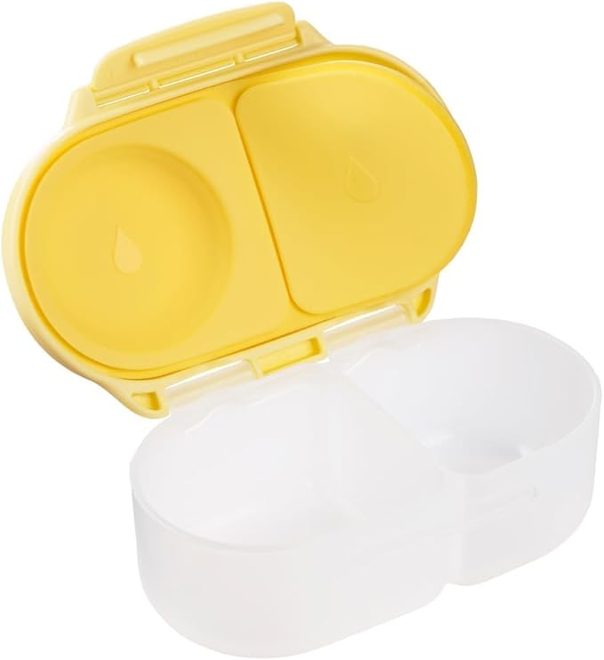 b.box Snack Box - Leakproof Mini Bento Box for Kids & Toddlers, 2 Compartment Snack Containers for Kids, Lunch Containers, Dishwasher Safe, BPA Free, PFAS Free, Ages 4m+, 1 3/4 Cup - Lemon Twist