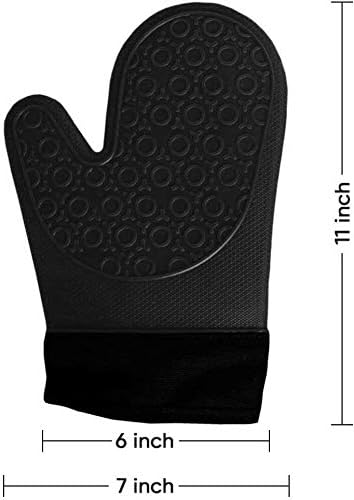 2PCS Black Professional Extra Large Silicone Oven Mitts and Pot Holders Oven Gloves Heat Resistant Gloves Kitchen Mittens BBQ Holders for Cooking Grill Rubber for Cooking