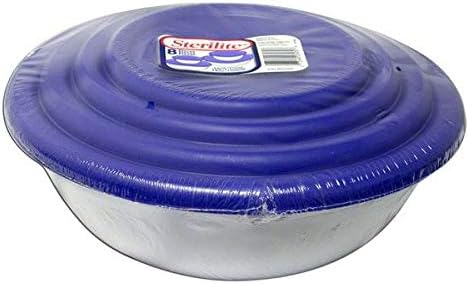 Sterilite 07479406 8 Piece Covered Bowl Set, White & Blue