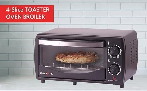 EUROSTAR TO900B 4-Slice Toaster Oven Broiler, Black