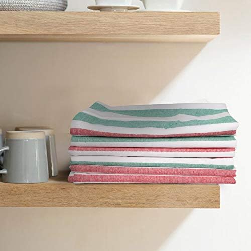 Urban Villa Dinner Napkins Horizontal Stripes Cloth Napkins Set of 12 Ruby/Green Color Dinner Napkins 20x20 Inches 100% Cotton Over Sized Cloth Napkins with Mitered Corners DinnerNapkins