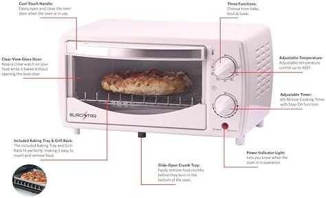 EUROSTAR TO902W 4-Slice Toaster Oven Broiler, White