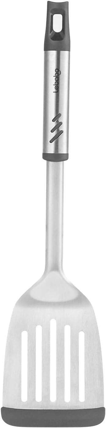 Silicone Spatula - Slotted Turner Fish Spatulas for Nonstick Cookware - Stainless Steel Pancake Flipper Perfect for Steak, Burger, Pizza, Egg - Comfortable Grip - Dishwasher Safe - 13.86 inch