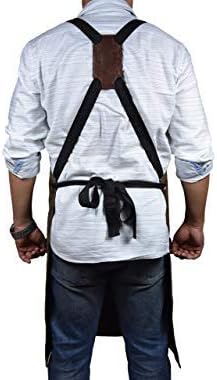 One Size Fits Utility Apron | Adjustable Cross-Back Straps | Multi-Use Shop Apron With Tool Pockets By Aaron Leather Goods (Green, Canvas Leather)