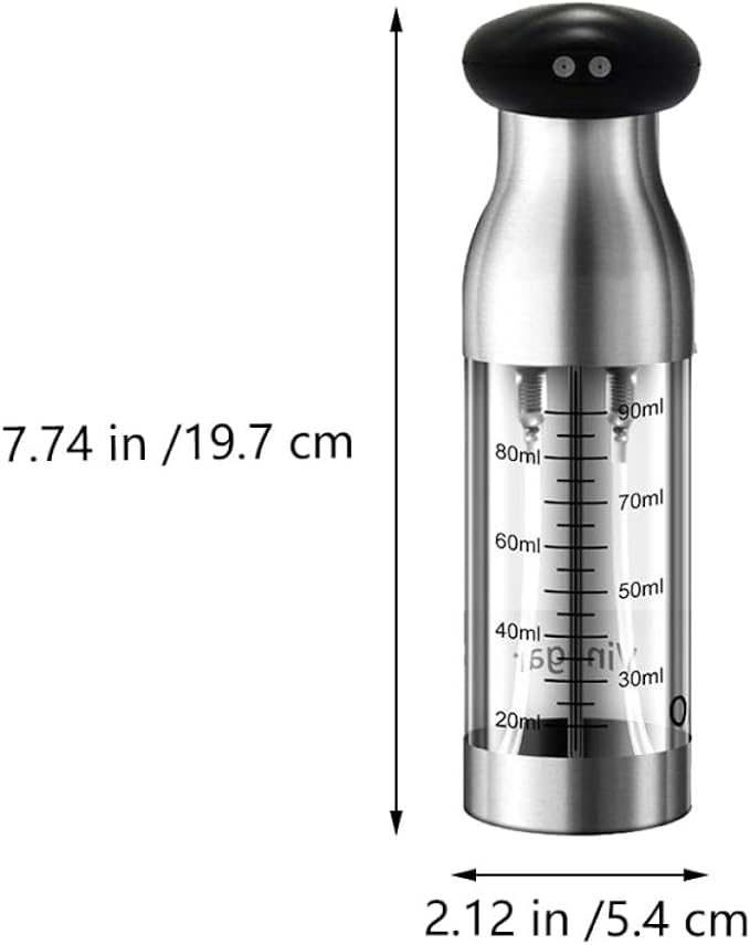 ARTIBETTER Stainless Steel Oil and Vinegar Sprayer Bottle with Scale Leak-proof Oil Dispenser for Kitchen Cooking 2pcs Set with Press Spray for Salad and Bbq