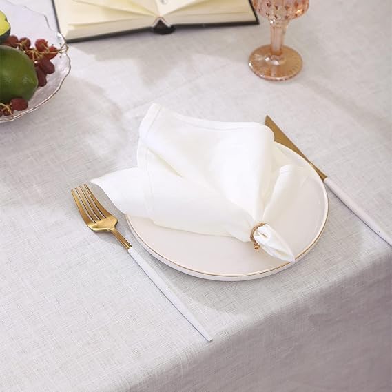 Simple&Opulence Textured Tablecloth 100% Linen Table Cloth, Kitchen Dinning Tabletop Decoration, for Outdoor and Indoor Use (Basic White, 60"×104")
