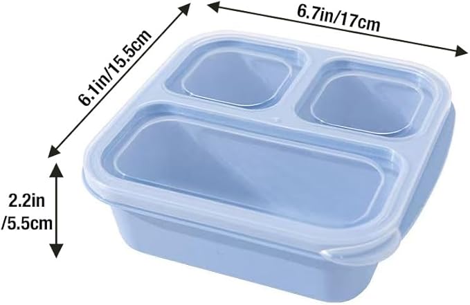 Emptycolor 3 Pack 3 Compartment Lunch Snack Containers with Lids, Meal Prep Bento Snack Boxes, BPA Free, Reusable Food Storage Lunchable Containers for People Work Travel