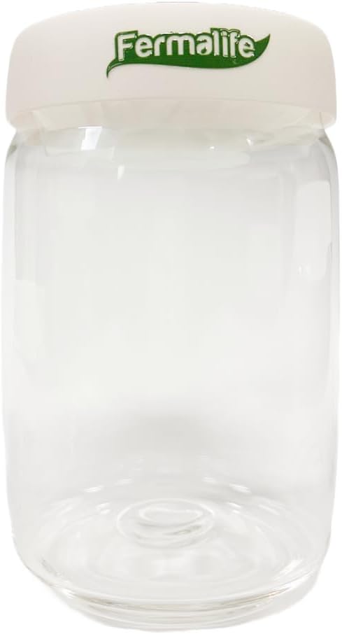FERMALIFE - Food Storage Jar Containers, Borosilicate Glass Vacuum Seal Lids, Airtight Food Pantry Seal, Flour, Cereal, Pasta, Grains, Oats Canister | Size: 13.5oz, 27oz, 41oz (41oz - WHITE)