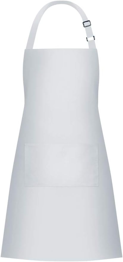 Jubatus 1 Pack Bib Aprons with 2 Pockets Cooking Chef Kitchen Apron for Women Men, White