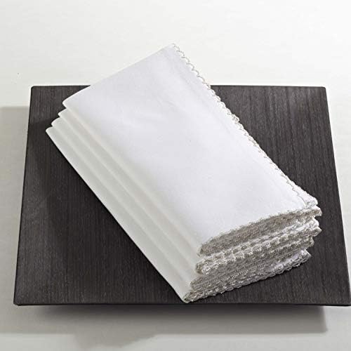 SARO LIFESTYLE 1442 Recotting Collection Whip Stitched Design Dinner Napkins, Silver-Set of 4 Pcs, 20", 4 Pieces