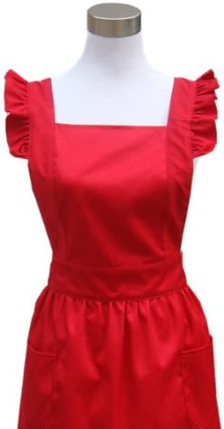 Hyzrz Cute Lovely Cotton Retro Kitchen Cooking Aprons for Women Girls Vintage Baking Apron with Pockets for Mother Gift