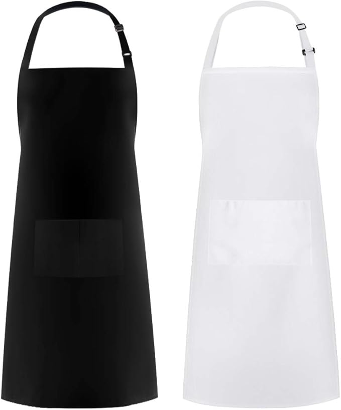 Syntus Apron for Men Women, Adjustable Cooking Kitchen Chef Aprons with 2 Pockets, Cotton/Polycotton/Polyester