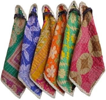 Payalrugs Kitchen Towels Mixed Assorted Set of 5 Vintage Floral Kantha Cotton Kitchen Towels, 20x25 Inches, Multicolour