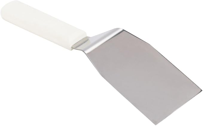 Dexter Russell S285-3 Sani-Safe 16433 Hamburger Turner, 4" x 3" Heavy-Duty Solid Stainless Steel Beveled Offset Blade, Grill Spatula with Textured Polypropylene White Handle, NSF Certified, USA Made