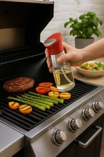 2-in-1 Oil and Vinegar Sprayer Bottle – Dual Chamber Olive Oil & Vinegar Spray, Adjustable Dosage Control, Leakproof Cooking Mister for Air Fryer, Salad, BBQ & Baking