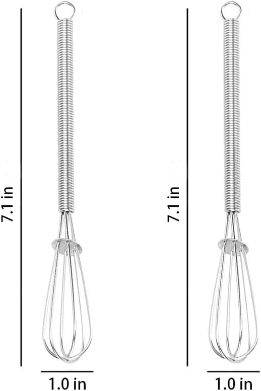 Stainless Steel Mini Whisk Set of 2, Small Wire Hand Whisks, Kitchen Cookware for Cooking, Whisking, Blending, Beating, 5/7/8/10 inch