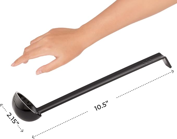 1 oz Black Plastic Sauce Ladle, 10.5"