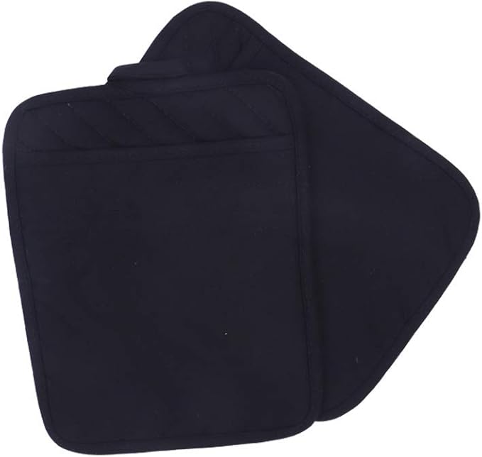 nyi Pot Holders for Kitchen Heat Resistant, Cotton Hot Pads for Kitchen Counter Table, Black Pot Holders with Pocket