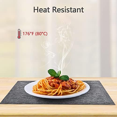 DACHUI Placemats Set of 8, Linen Look Woven Place Mats, Water Resistant, Heat Resistant, Washable, Durable Table Mats (Grey)