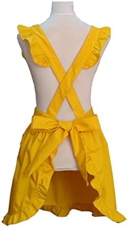 Hyzrz Cute Lovely Cotton Retro Kitchen Cooking Aprons for Women Girls Vintage Baking Apron with Pockets for Mother Gift