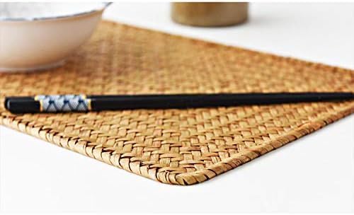 8 Pack Rectangular Woven Placemats, Rattan Wicker Table Mats, 17" x 12", Natural Seagrass Place Mats for Dining Table